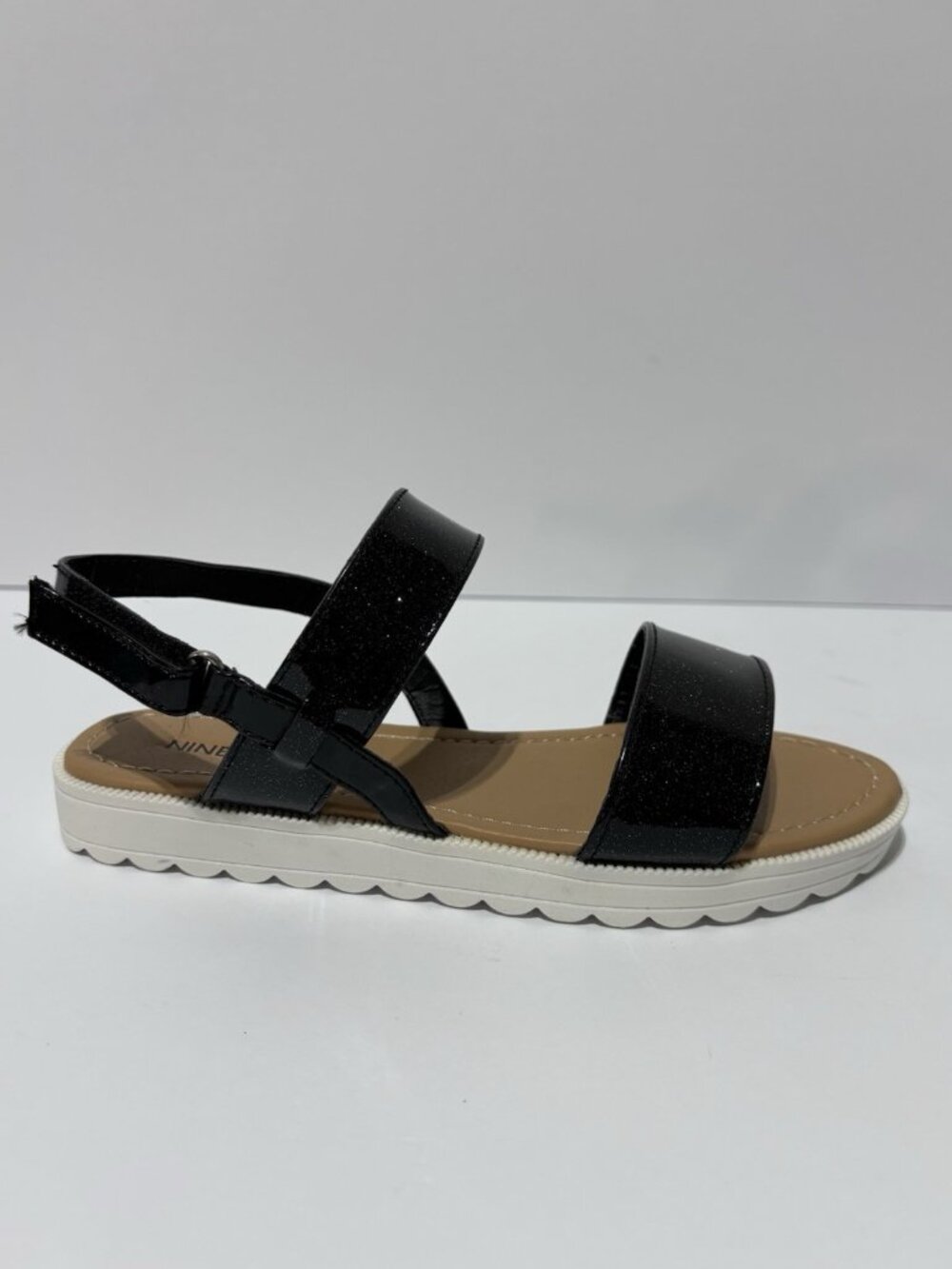 Nine West Kids’ Kamari Black Slingback Sandals, Girls’ Size 4 M